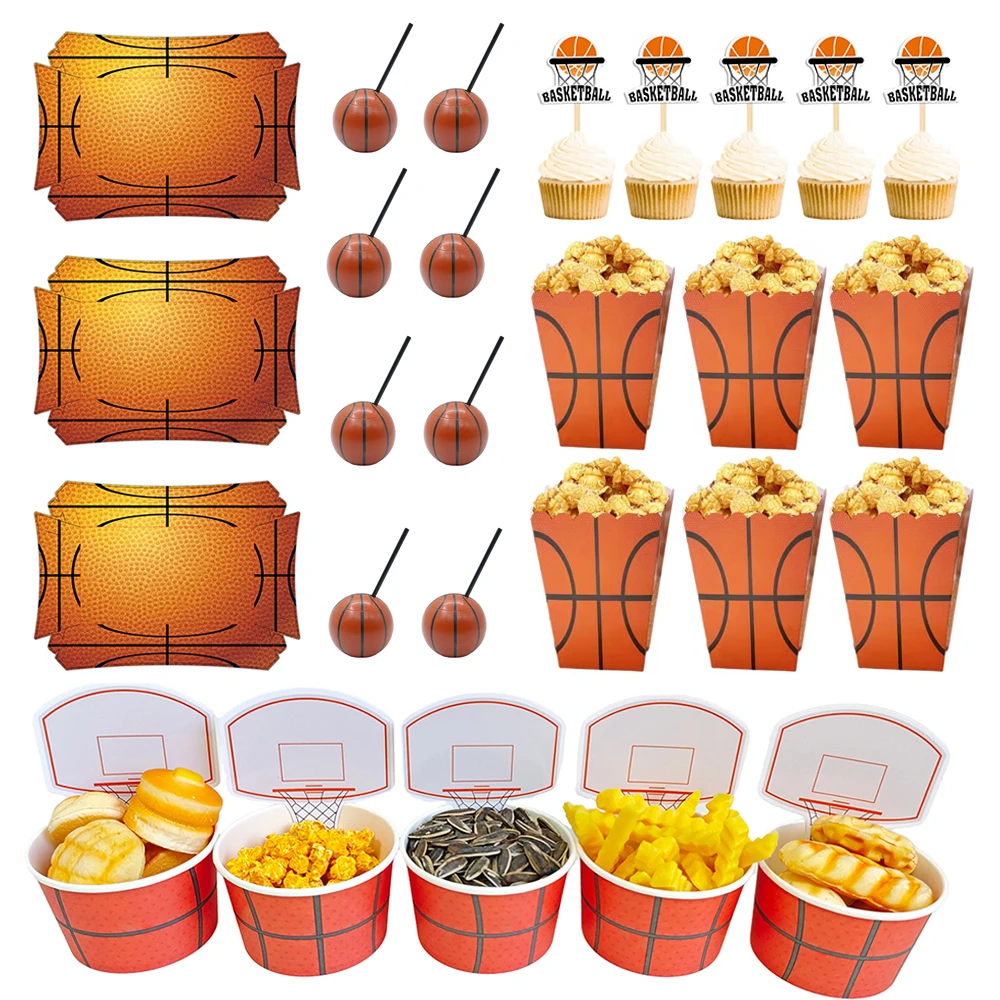 Basketball Theme Birthday Party Decor Snack Paper Cups Dessert Biscuit Box Paper Bowl Kids Sport Theme Party Decor Supplies