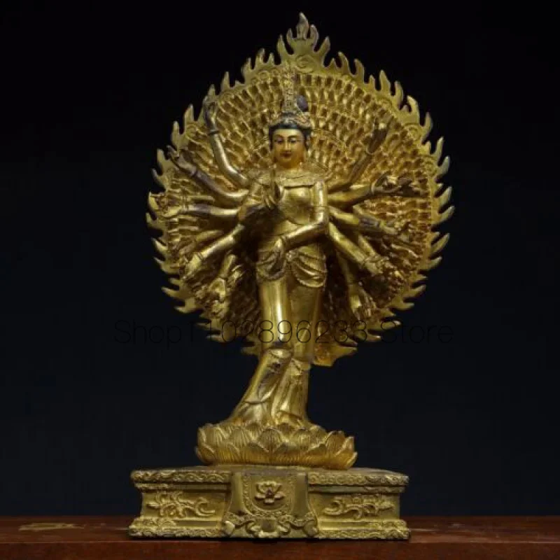 

31 китайская старинная фотография, Позолоченные 1000 ручные часы Yin Bodhisattva/статуя Будды