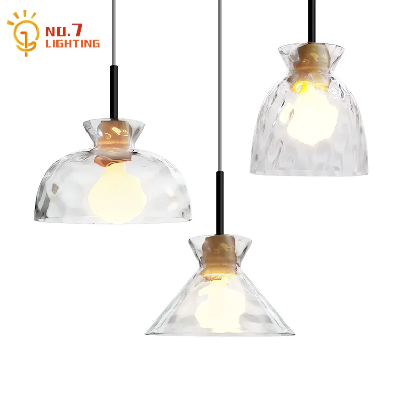 

Японский минималистичный подвесной светильник из стекла и дерева, декоративная лампа для дома, для столовой, лофта, ресторана, бара, лестницы