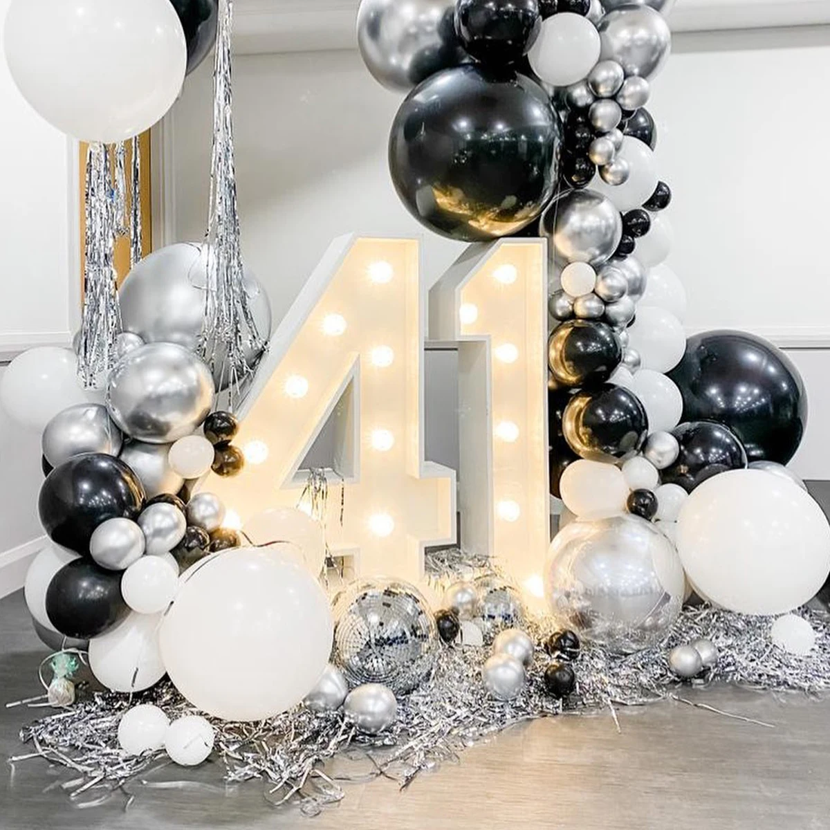 91,5 cm riesige Geburtstagsfigur mit 10 Lichtern, leuchtende Zahlenlampe, 30, 40, 50, Geburtstagsnummernrahmen, Babyparty-Ballon-Füllbox – Detail 9