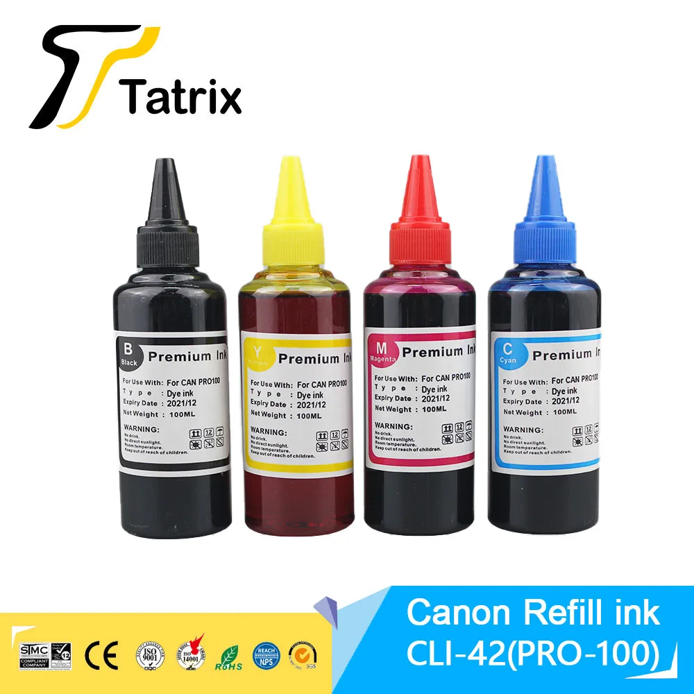 Tatrix CLI42 CLI-42 CLI 42 CLI-43 CLI43 CLI 65 refillable ink compatible for canon Pixma Pro-100 pro-100S Pro200 pro-200 printer