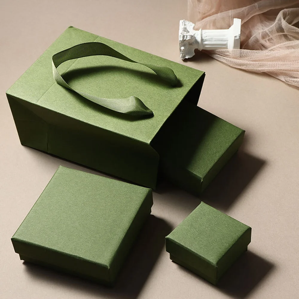 Exquisite Green Jewelry Packaging Box Handbag Ring Earrings