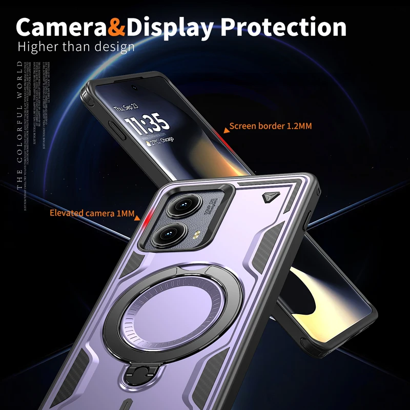 ELVEV Magnetic Dropproof Phone Case with Rotatable Ring Stand