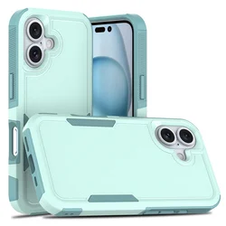 Luxury Shockproof Two-Layer Armour Phone Case with Contrasting Anti-Drop Design for iPhone 14 (Mint Green)