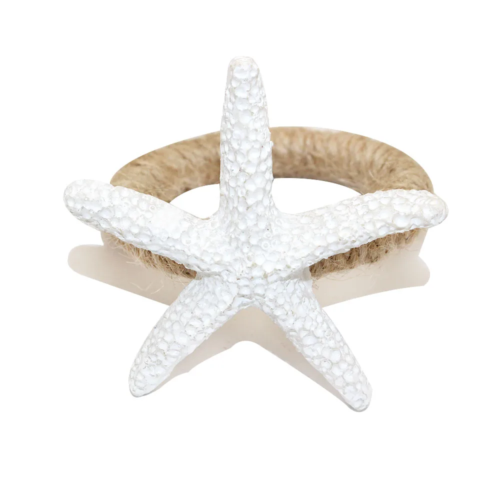 6Pcs Starfish Napkin Rings Ocean Coastal Napkin Holder Sea Star Buckle for Beach Theme Wedding Party Dining Table Decor