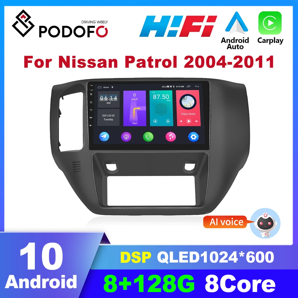 

Podofo Android 2 Din Car Radio For Nissan Patrol 2004-2011 Multimidia Video Player Carplay Autoradio GPS Navigation Audio