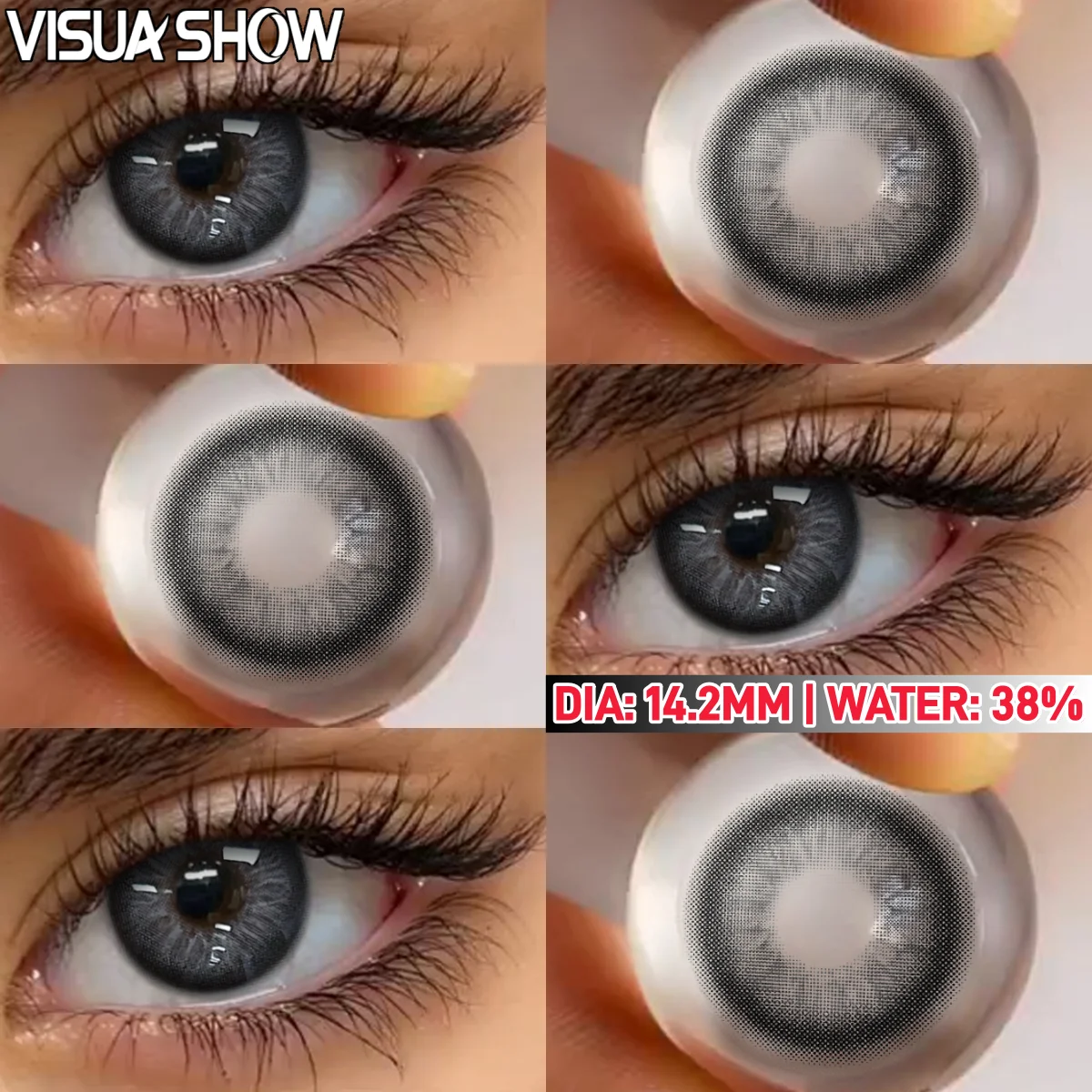 Visuashow Black Cosmetic Contact Lenses for Cosplay Makeup (2-Pack, Yearly Use)