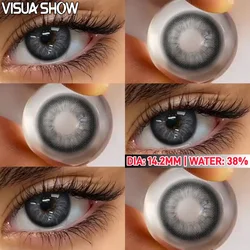 Visuashow Black Cosmetic Contact Lenses for Cosplay Makeup (2 - Pack, Yearly Use) (Unspoken Grey Black)