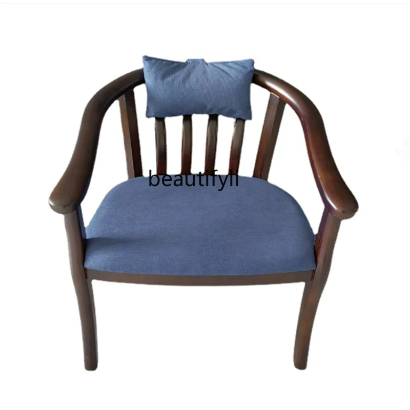 

Sofa Chair Coffee Table Three-Piece Solid Wood round-Backed Armchair Single Sofa Chair Balcony Leisure Chair Computer Chair