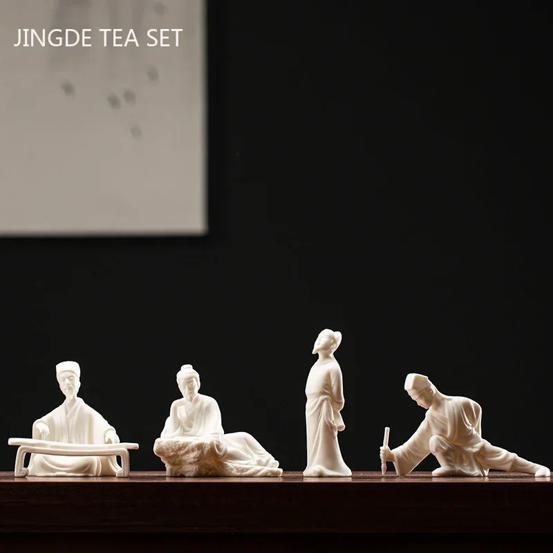 Creativity Ceramics Tea Pet Figure Statue Tea Table Decoration Home Handmade Potted Ornament Boutique Teaware Accessories