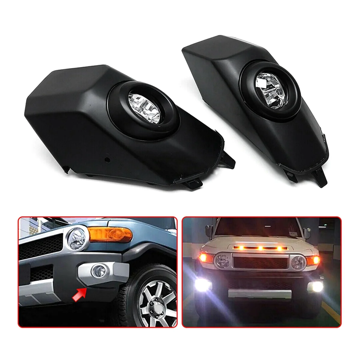 

For Toyota FJ Cruiser 2007-2017 Car Front Bumper LED Fog Light Lamp DRL Daytime Running