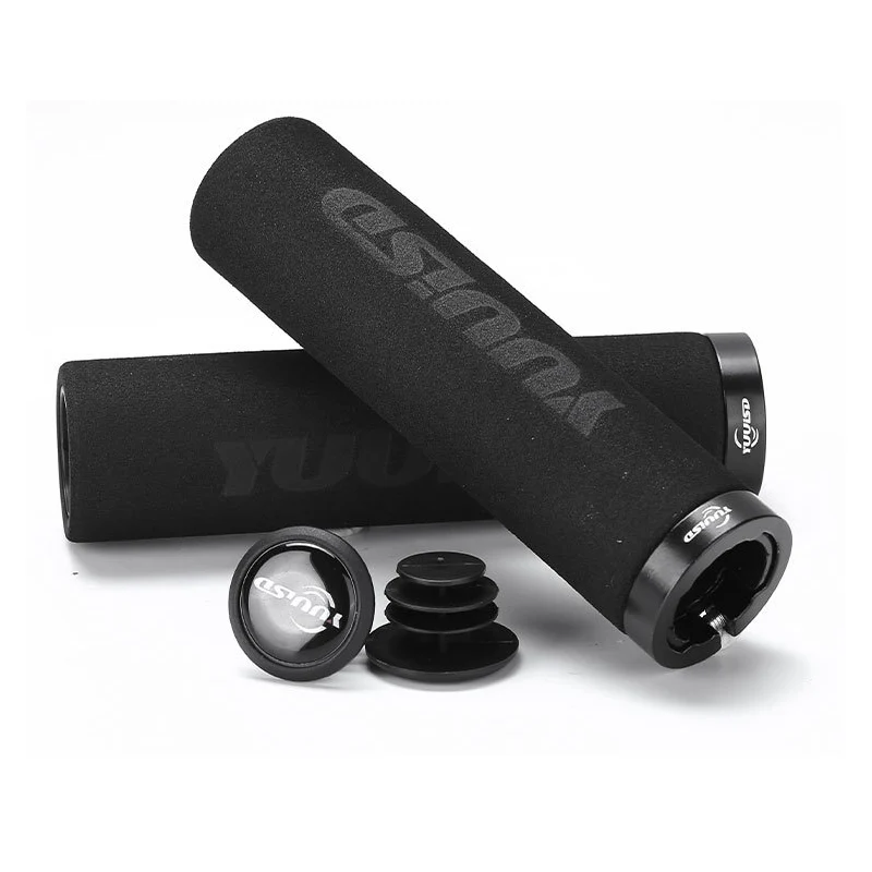 Bicycle handlebar grips Bicycle Grips MTB Sponge Handlebar Grips Aluminum Locking Ring Shock-Absorbing Soft Bike Ultraight Cycling Handlebar Parts