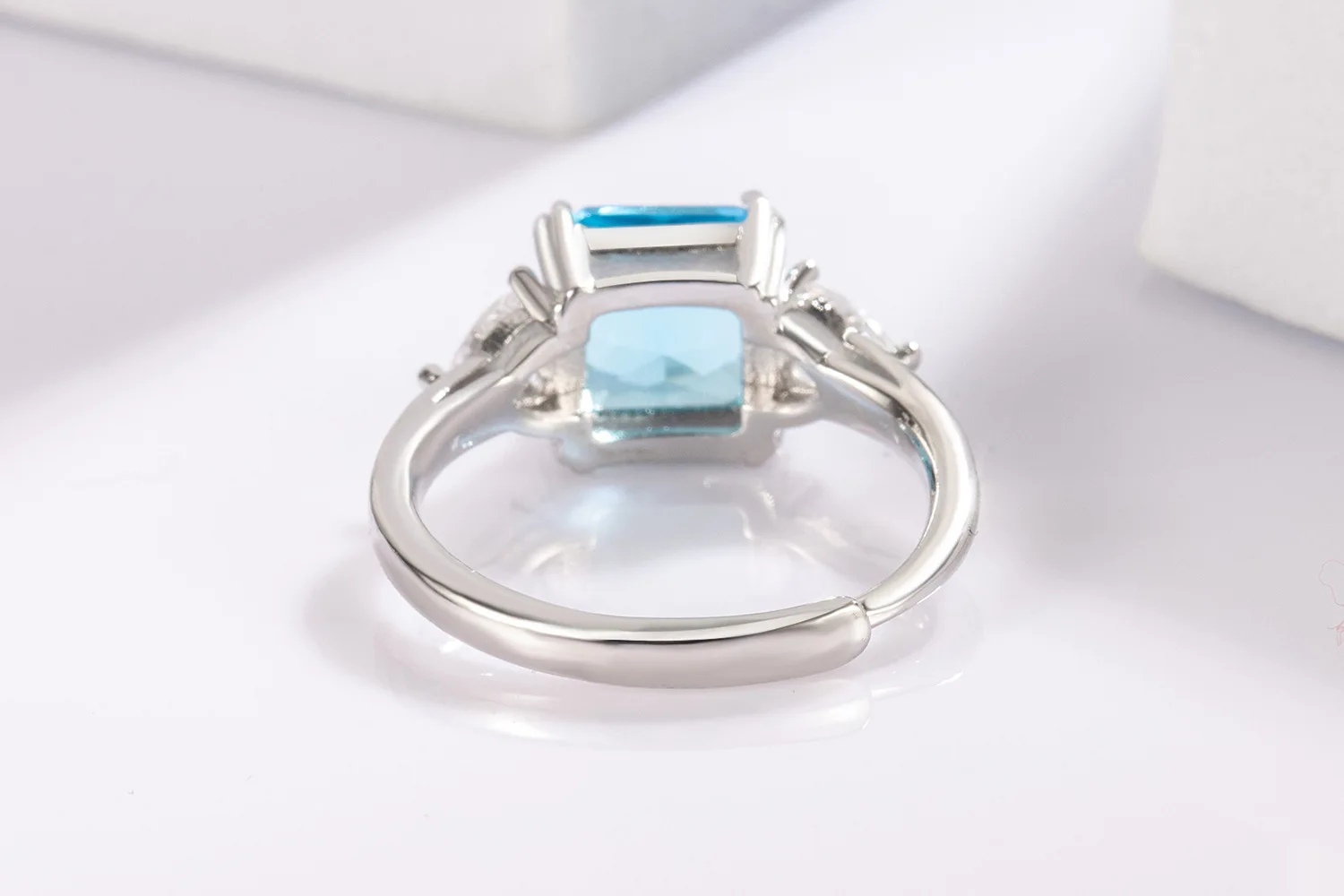 925 Sterling Silver Blue Zircon Adjustable Rings For Women  Engagement Luxury Fine Jewelry Wedding Accessories Argent 925