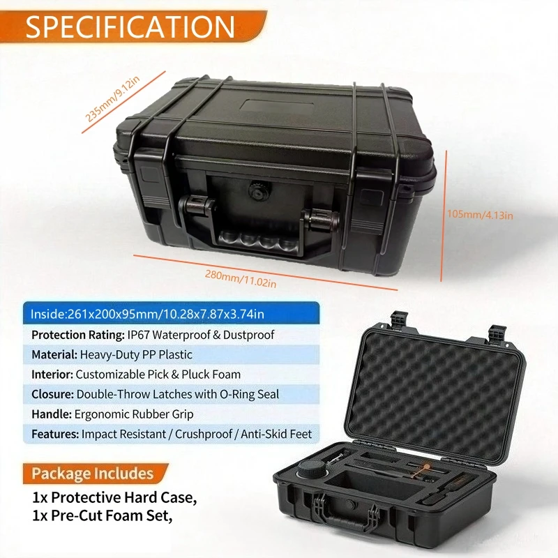Durable Waterproof Protective Storage Case with Customizable Foam Insert