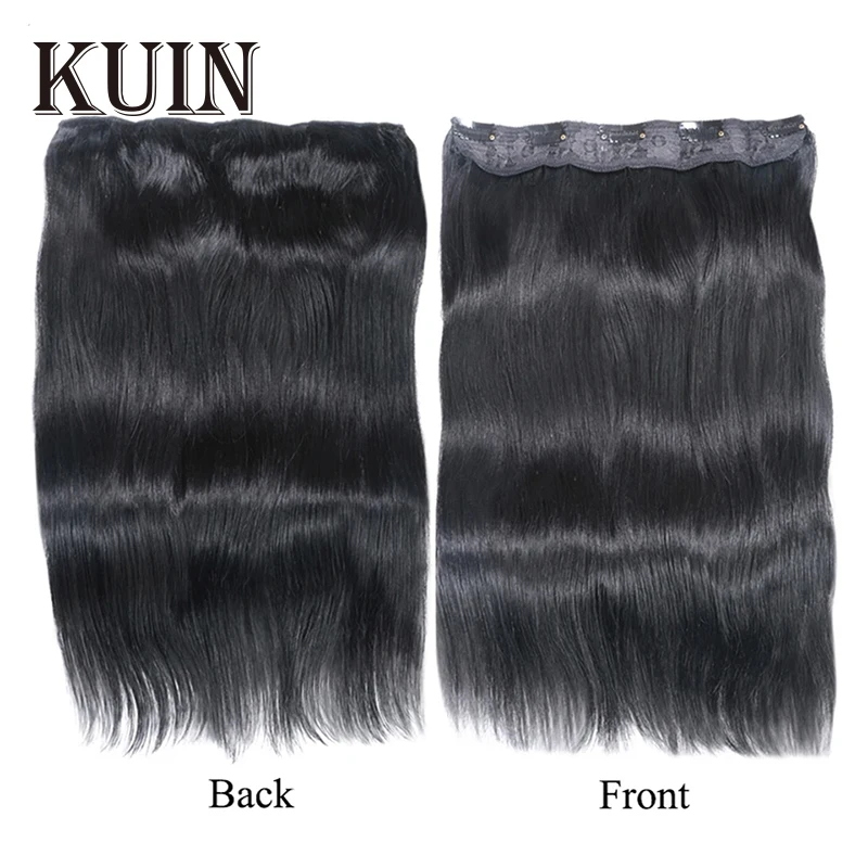 KUIN Hair Straight Clip In One Piece Human Hair Extensions #1#1b #4 #8 #613 #27 #32 Brazilan Remy 10inche With 5 Clips