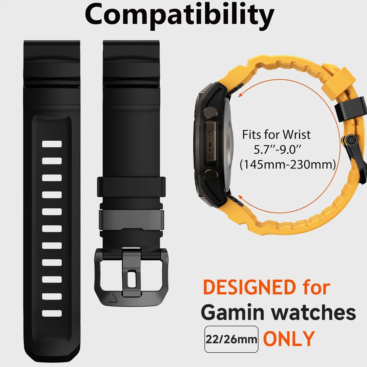 Premium Silicone QuickFit Watch Strap - 26mm/22mm - Universal Fit