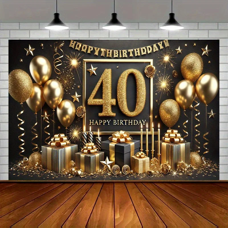 실내 및 실외 이벤트, 집, 정원, 휴일 장식을 위한 럭셔리 40번째 생일 파티 배너 - S