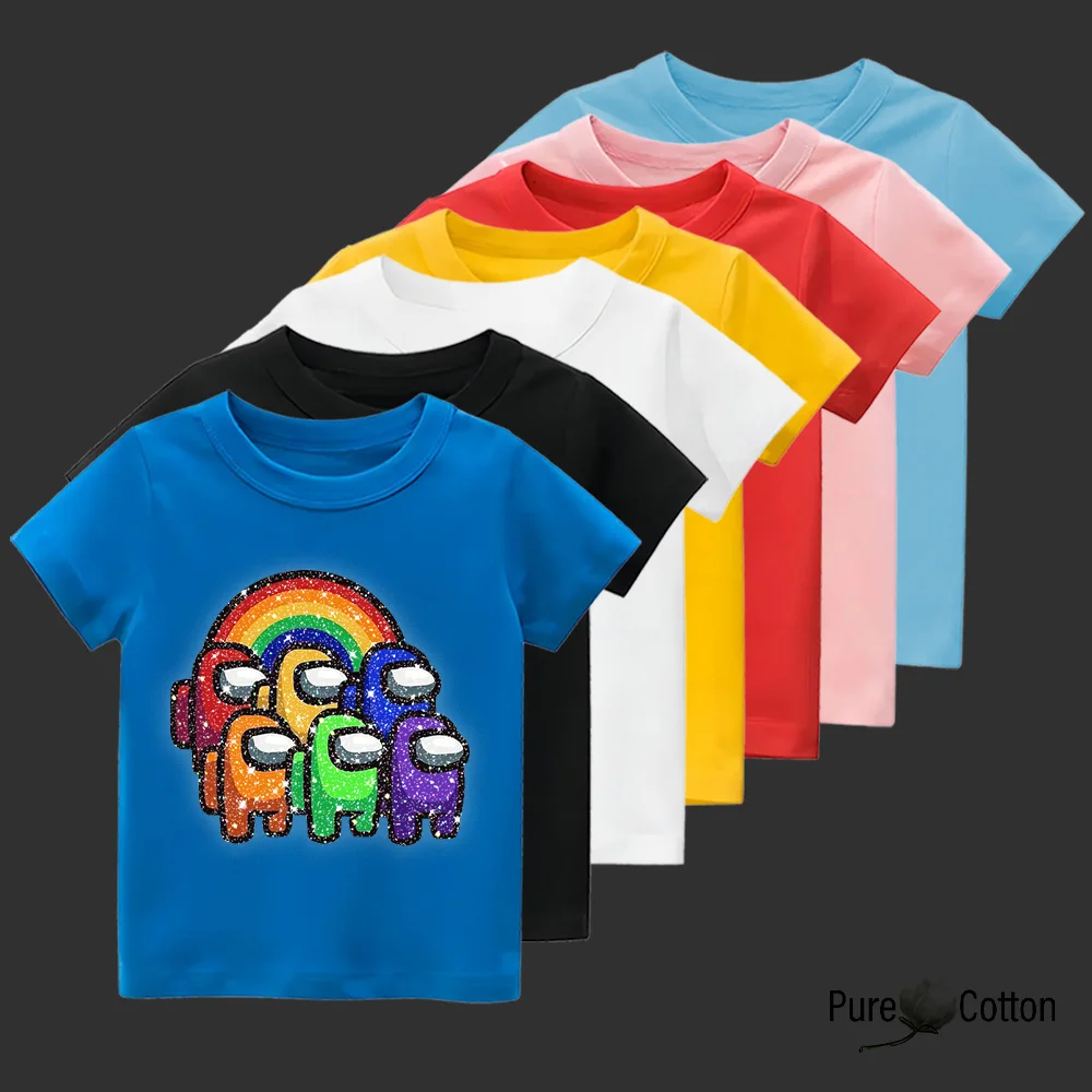 Bright rainbow stick figure print children's top T-shirt beautiful using pure cotton fabric soft and comfortable to highlight se 4