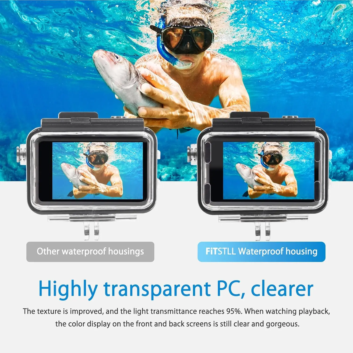 DJI 오스모 액션 5 프로, 액션 4, 액션 3, 오스모 액션 5프로/4/3 카메라 보호 쉘 액세서리와 호환되는 다이빙 케이스
