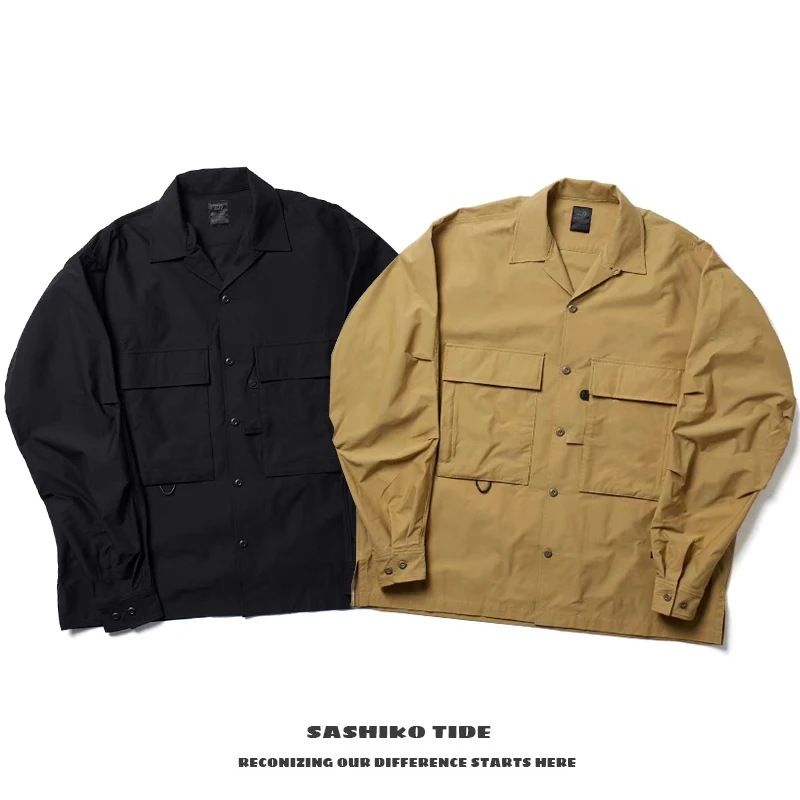 22AW Non PIER39 Japanese Outdoor Function Loose Two Bag Jacket Cityoy Shirt for Men New Arrival Khaki  Coat