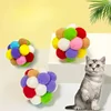 Colourful Cat Toy Plush Ball Interactive Pet Elastic Bell Self Hi Ball Playing Kitten Seven Colors Woolen Ball Cat Accessories