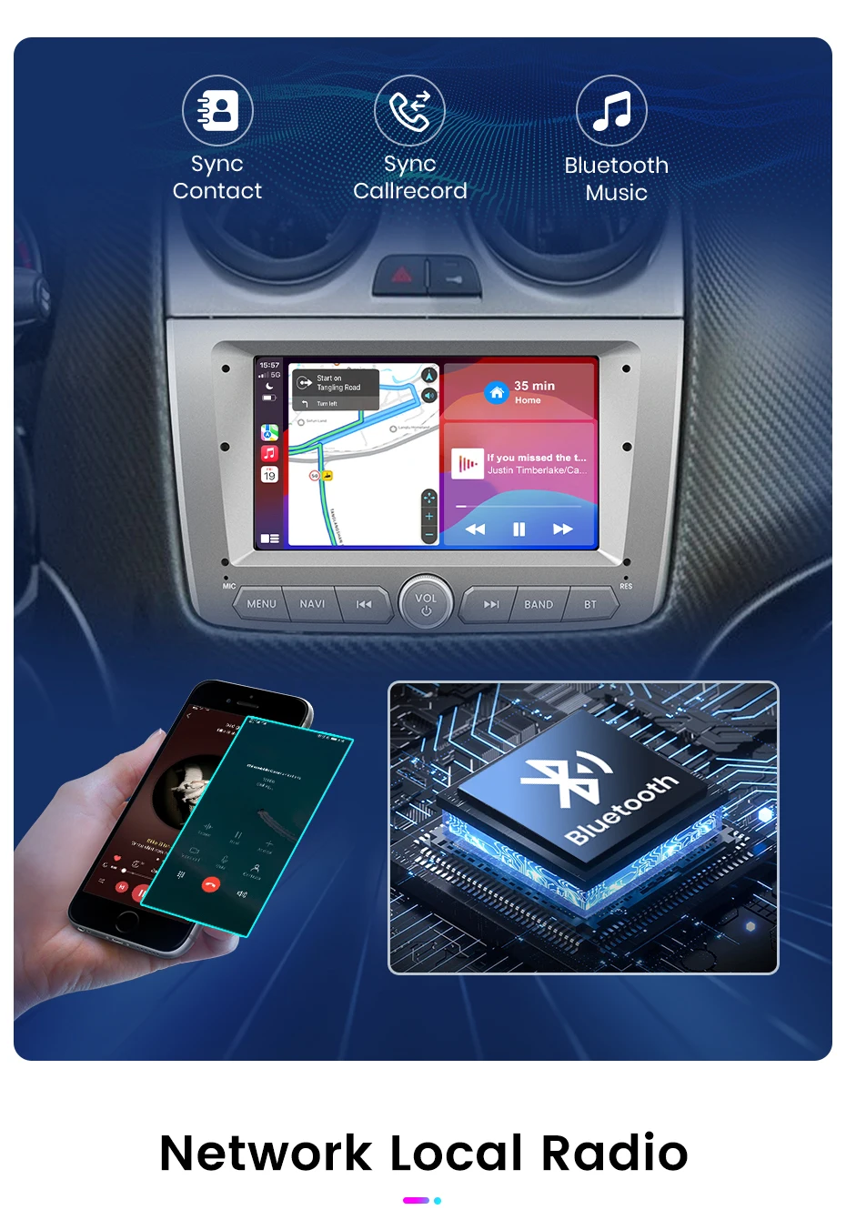 Junsun Kabelloses CarPlay Android Auto Autoradio für Alfa Romeo Mito 2008 2009 2011 2012-2016 GPS Intelligentes System Multimedia-Stereoanlage mit integriertem Kühlventilator GPS SWC 4G WIFI RDS FM DSP BT – Detail 21