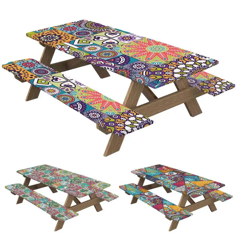 

Camping Tablecloth 3pcs Outdoor Elastic Picnic Table Cover Kit Camping Must-Haves Picnic Supplies For Picnic Painting Work