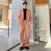 SILIWEYA Men's Suits Woolen Single Breasted Lapel Blazers Straight Wide Leg Casual Pants Trend Autumn Winter Two Pieces Set 2