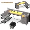 67" L Shaped Desk with Drawers,Computer Office Desk with Storage Shelves & Power Outlet, Reversible Gaming Desk with LED Lights 2