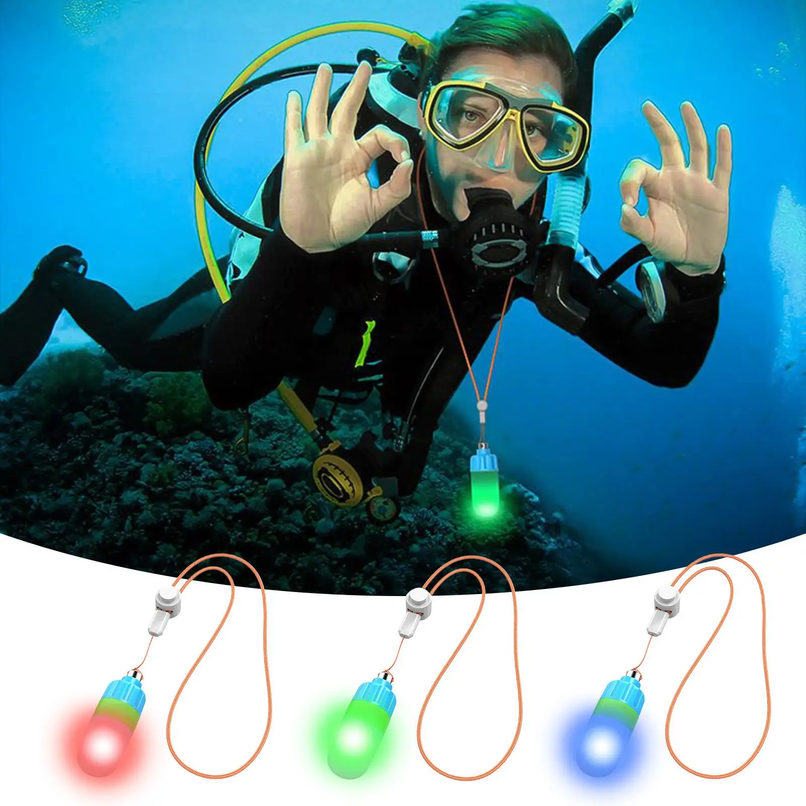 high visibility Scuba Diving Signal Light Flashlight 2 Modes Waterproof 60 Meter Flashy Safety Strobe Light for Underwater Sport