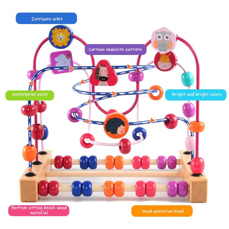 Montessori Baby Math Toy Wooden Circles Bead Wire Maze Abacus Puzzle Toys Kids Learning Educational for Children 1 2 3 Year educational toys,math toys,learning puzzle toys