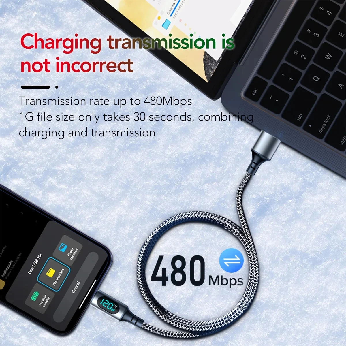 รูปสินค้า สายชาร์จ USB-C ถึง USB-A ชาร์จเร็ว 120W