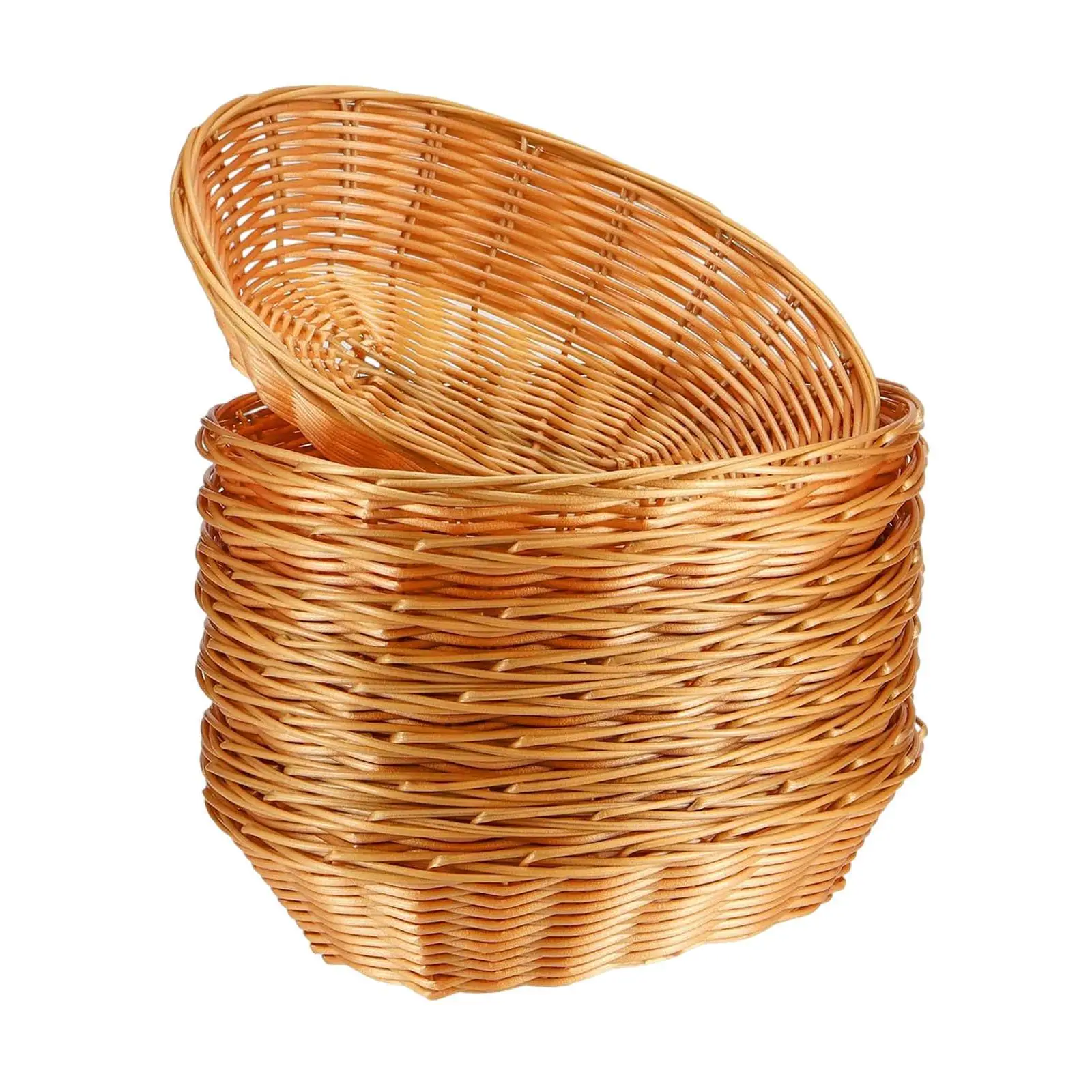 10Pcs Bread Serving Baskets Oval Rustic Small Handwoven Decoration Woven Bread Basket for Outdoor Home Dining Room Cafe Table