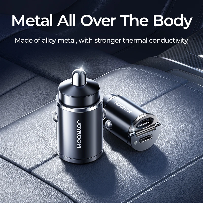 Joyroom Dual Ports Car Charger 30W Pull Ring USB Type-C Super Fast Charging Car Phone Charger Car Charging Accessories PD QC 3