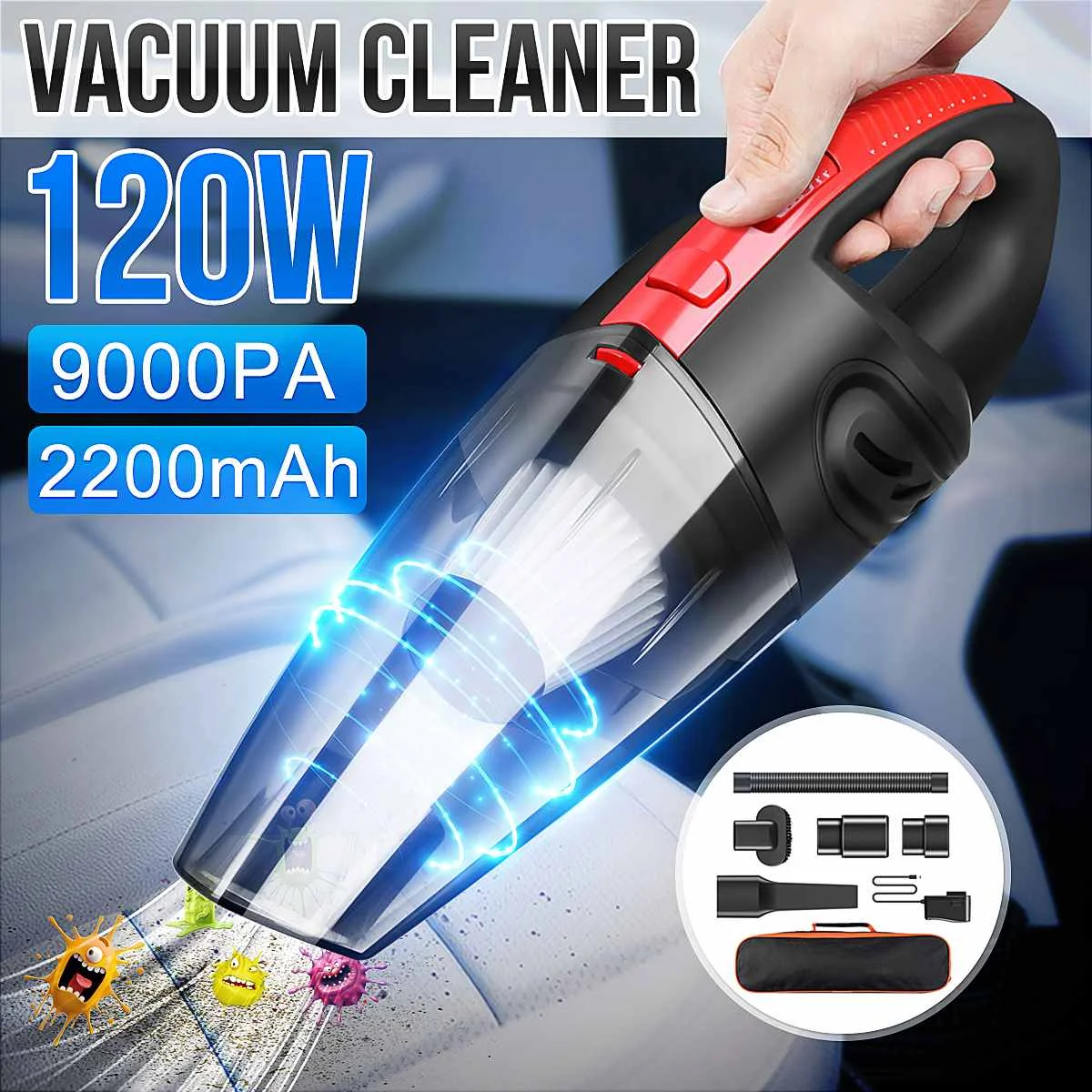 

Portable Vacuum Cleaner 120W Cordless Handheld Vacuum Washable Hepa Filter Rechargeable Vacuum Cleane for Car Home Keyboard