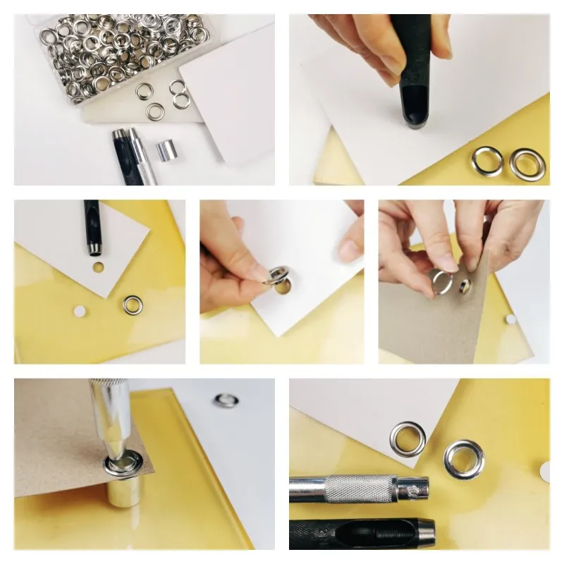 Eyelet Punch Tool Set Grommet Punch Tool 100sets Metal Eyelet Grommet Punch Installer Tool Set for Belt Clothes