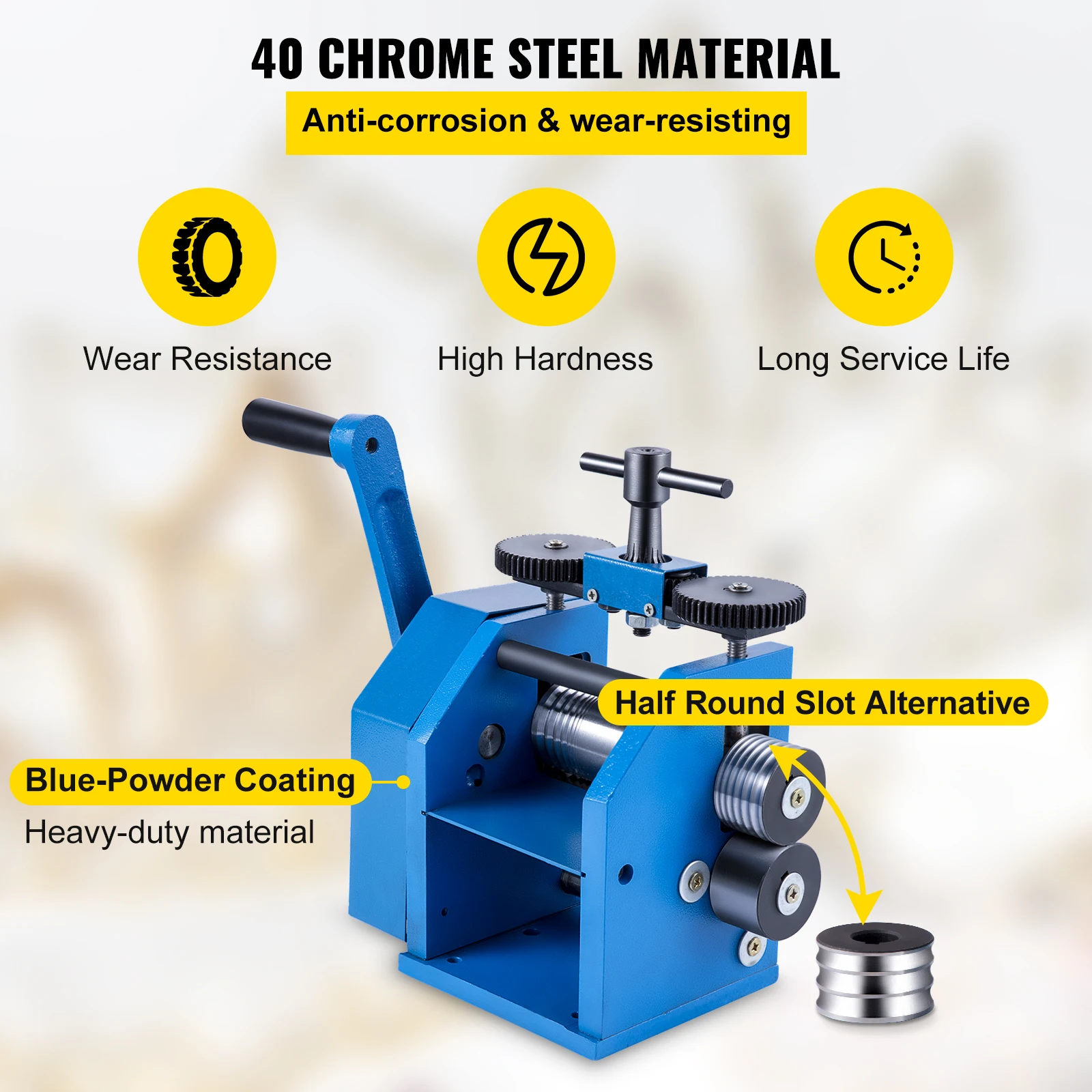 VEVOR 3Inch / 4.4Inch Sheet Manual Combination Jewelry Rolling Mill Semicircle Jewelry Press for Gold & Silver Nuggets Pressing