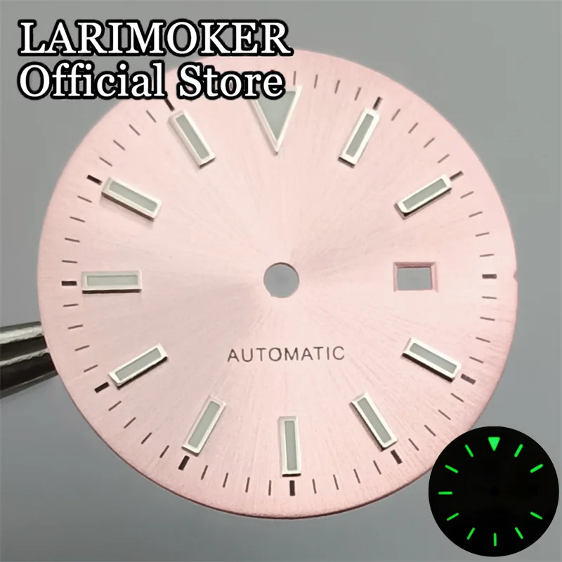 Lari moker 24,5mm grüner Leucht streifen nagel mit Kalender fenster Damen zifferblatt passend nh05 nh06 Uhrwerk – Detail 9