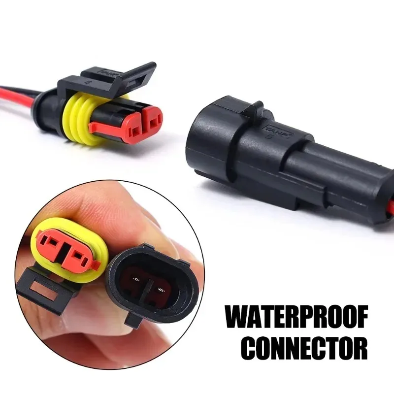 2Pin Automotive Electrical Connector Waterproof Male and Female Plug Cable Car Connector Plug Kit for LED Light Motorcycle Boat