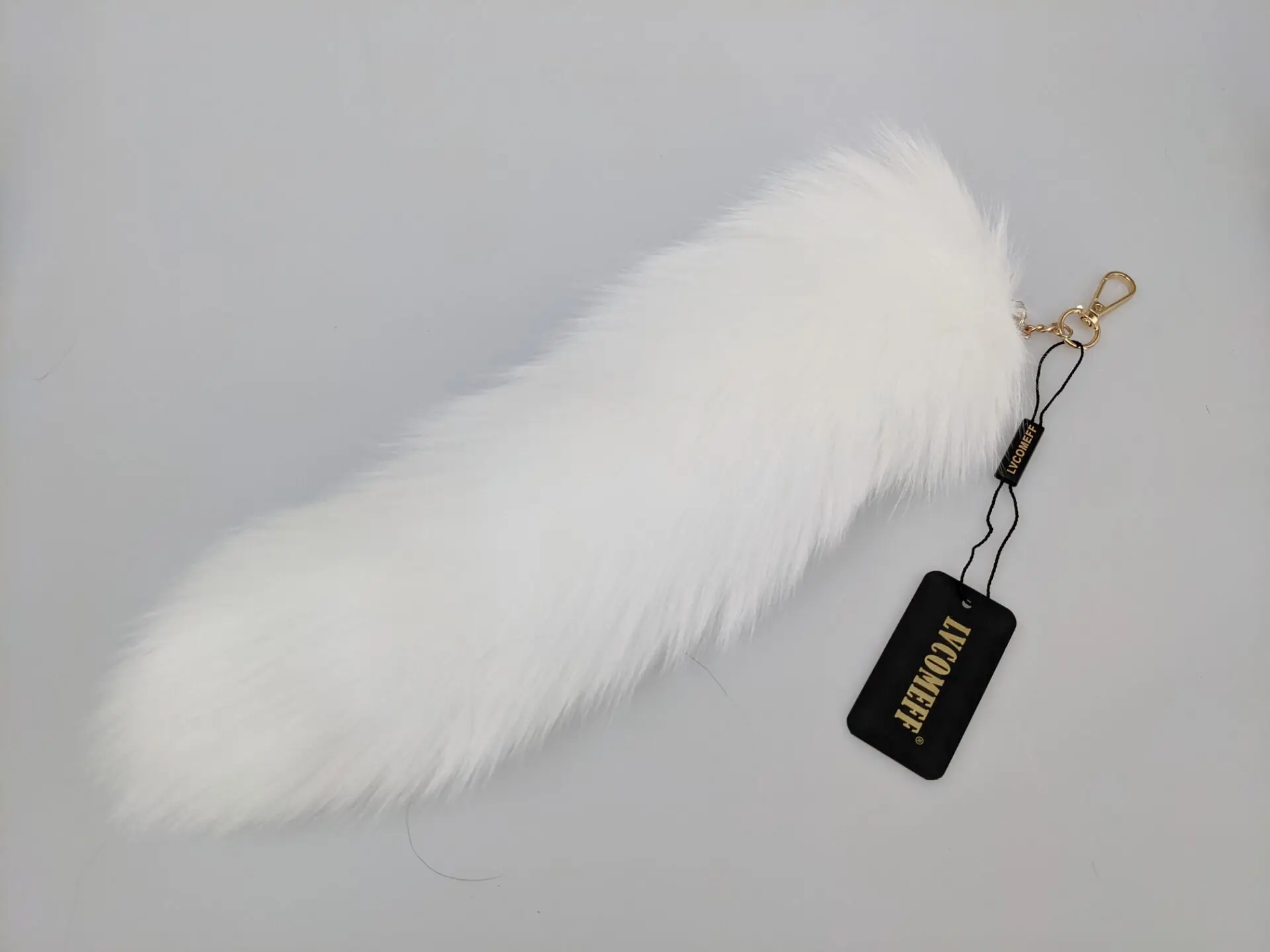 Luxurious Natural Fox Fur Tail Keychain - Chic Y2K Fashion Accessory, 40 cm