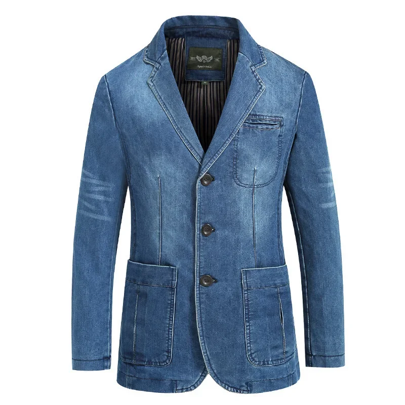 Men's Denim Suit Men's Cotton Denim Small Suit Slim Fit Large Jacket Coat