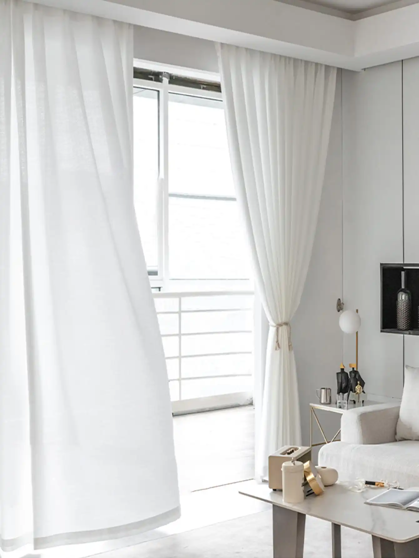 White Sheer Curtains Blend Semi Smoothy Sheer Curtains Soft Light Airy Privacy Sheers for Bedroom Living Room 6