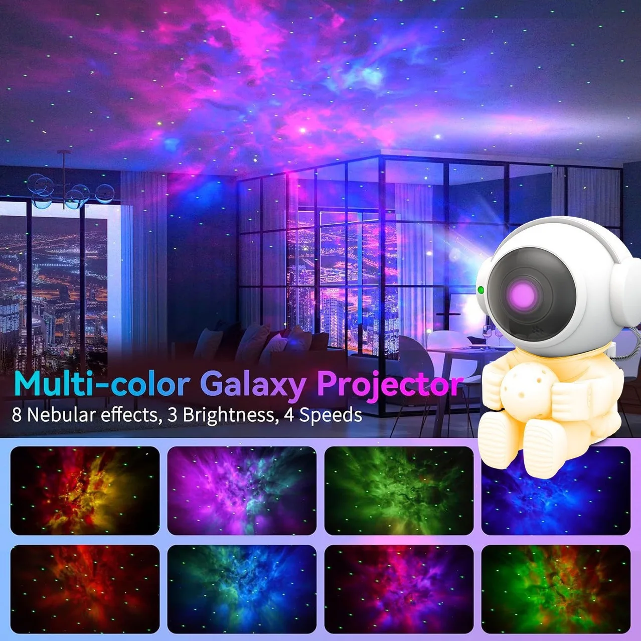 Star Projector Galaxy LED Night Light Starry Sky Astronaut Projectors Lamp Decoration Bedroom Home Decorative Children Gifts