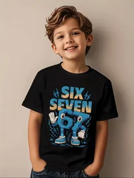 Funny Six Seven Italian Brainrot 67 Number Graphic Print T-Shirt Boy/Girl Summer Short Sleeved Kids Loose Comfortable Tshirt Top 1