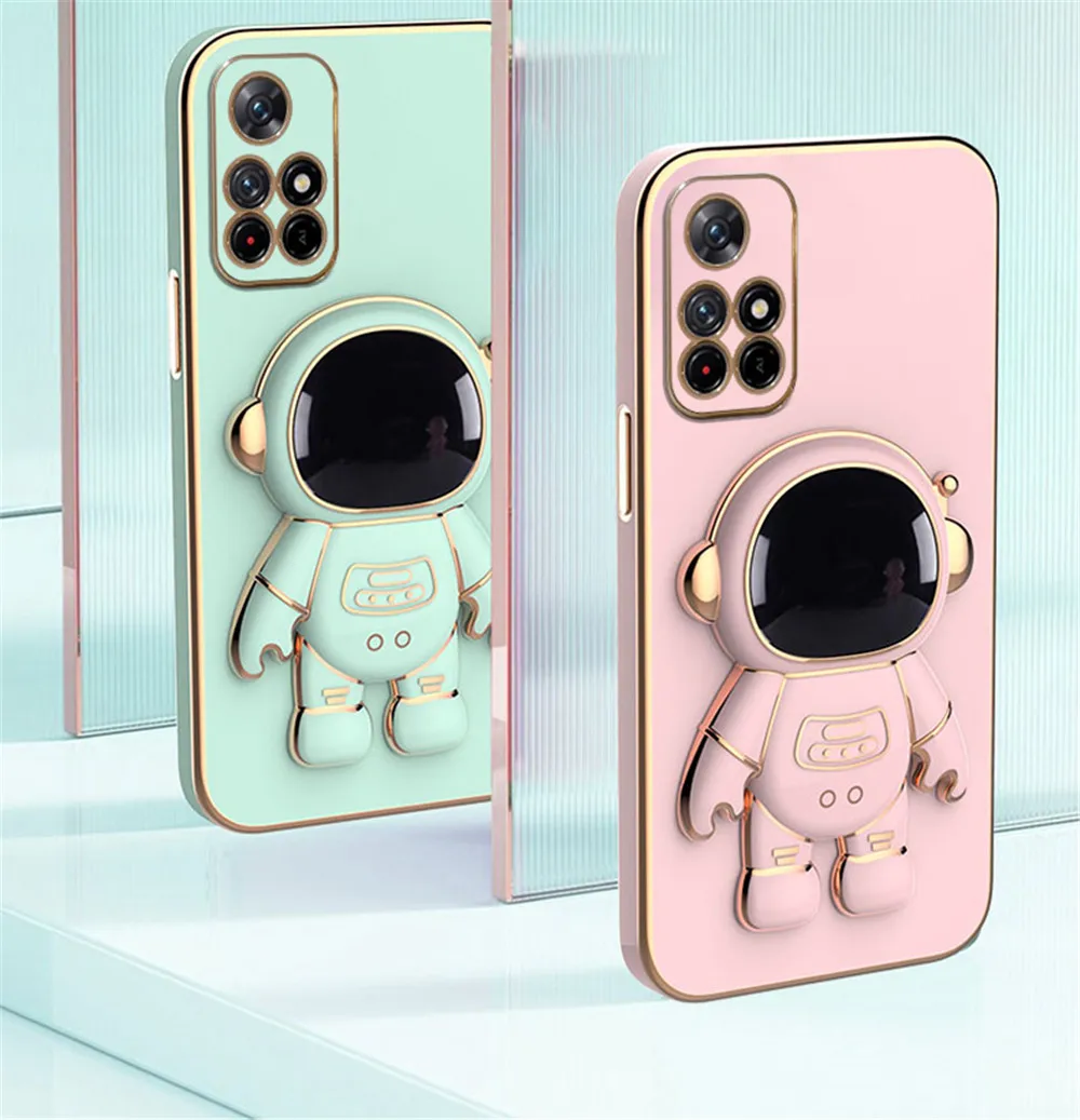 Luxus Überzug Cartoon Astronaut Halter Halterung Fall Für Xiaomi Redmi Hinweis 11 10 9 8 7 Pro 10T 9T 8T 10C 9C 9A 9T Mix4 T_voghion.com