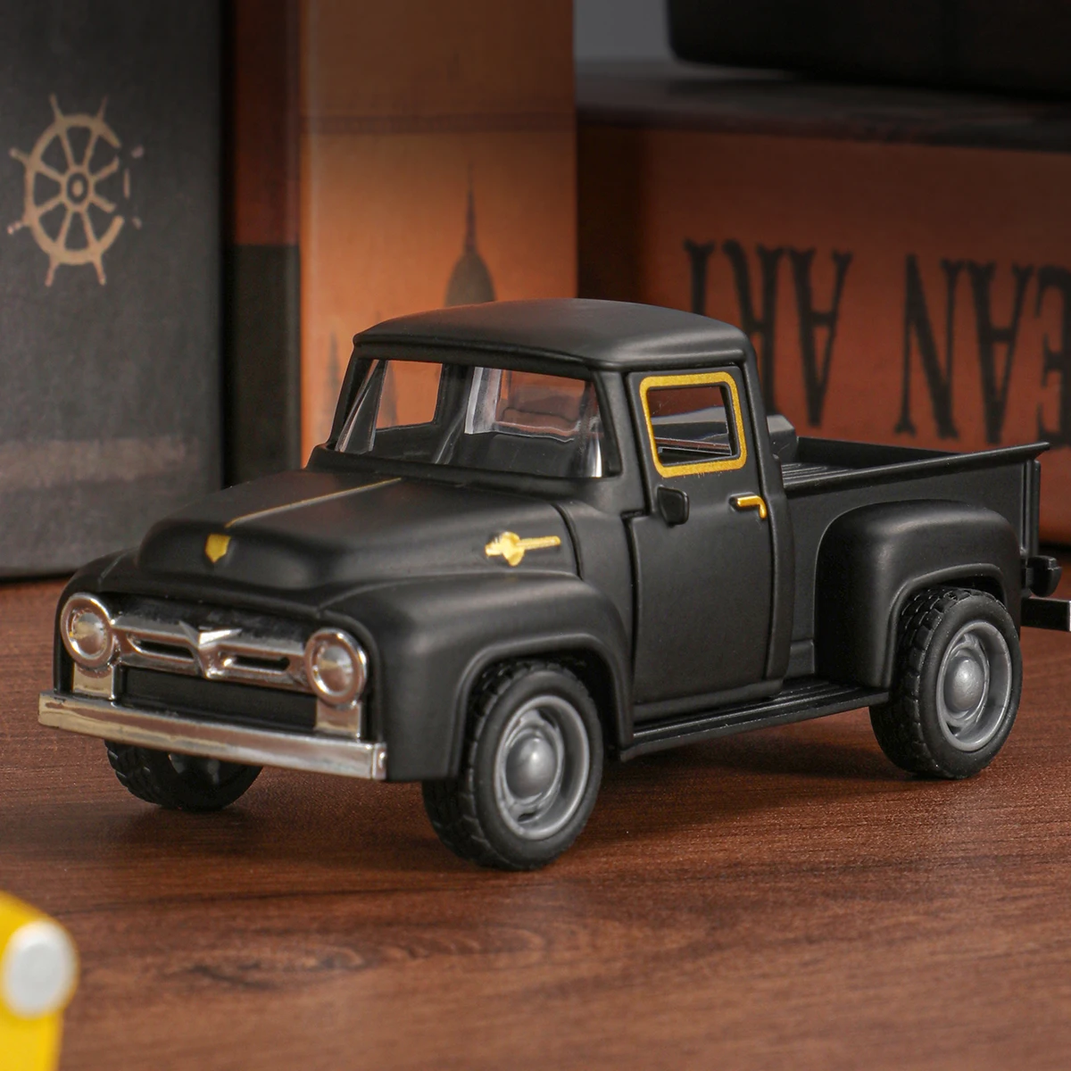 Vintage Pickup Truck Die-Cast Toy Car with Opening Doors and Realistic Details, Collectible Classic