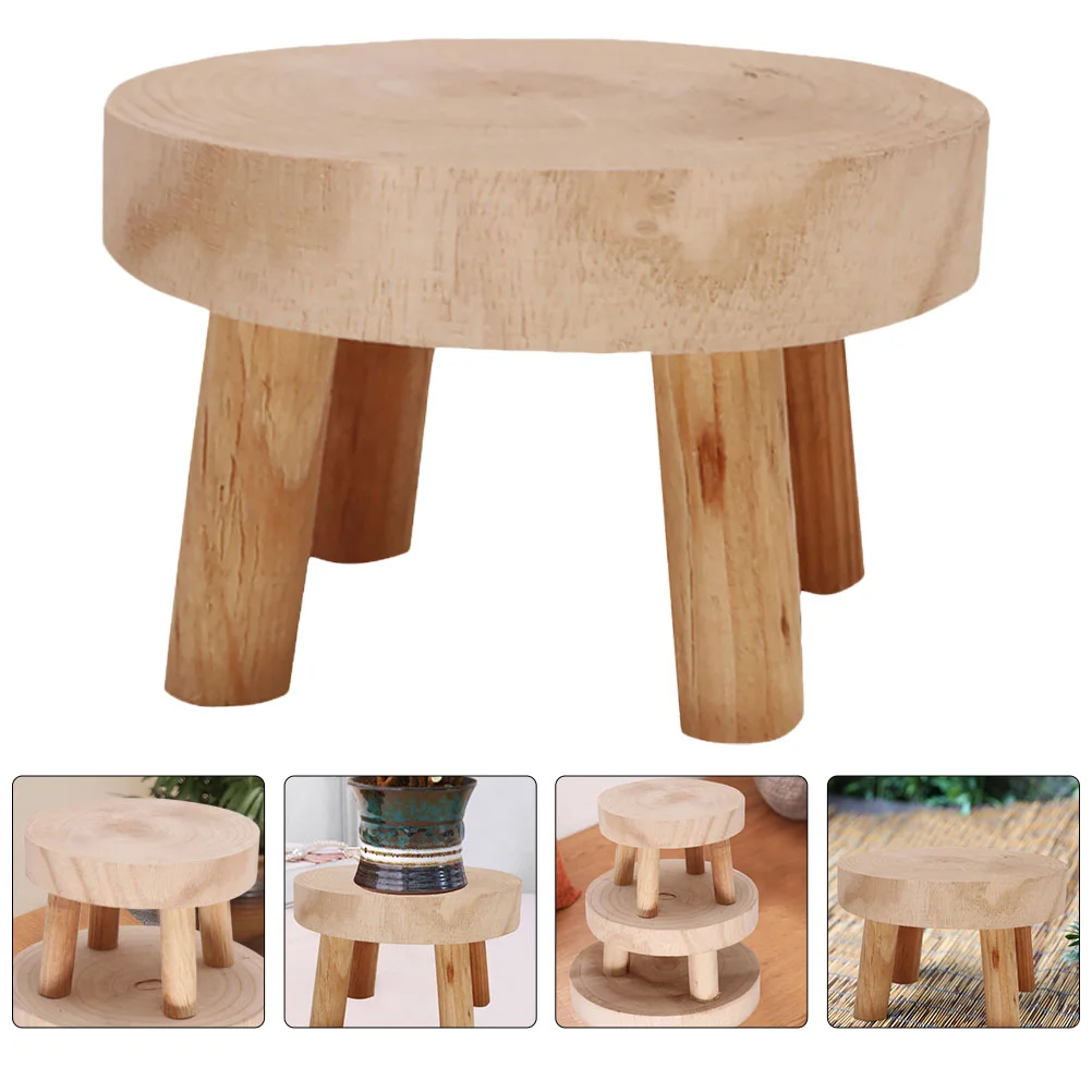 

Shelf Stool Decoration Flower Vase Rack Shaped Candlestick Outdoor Bamboo Plants Creative Wooden Holder Mini Succulent