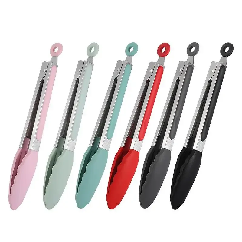Food Grade Silicone Food Tong Creative Non-Slip Silicone Bread Tong Serving Kitchen Tools BBQ Tools Accessories