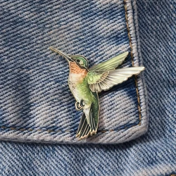 Emerald Hummingbird Enamel Brooch | Vibrant Fashion Lapel Pin (Army green)