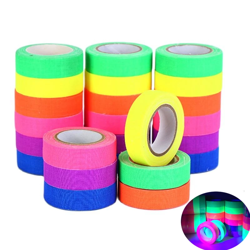 UV Glow Cotton Tape Neon Gaffer Party Tape Safety Warning Neon Tape UV Tape Wedding Decorations Home Decorations